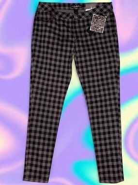 NWT vtg y2k gingham stretch jeggings - southpole, sz 15 DEADSTOCK, UNWORN
